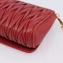 Miu Miu Matelasse Shoulder Bag Leather Red Gold Auth 201956-15