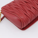 Miu Miu Matelasse Shoulder Bag Leather Red Gold Auth 201956-16