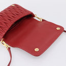 Miu Miu Matelasse Shoulder Bag Leather Red Gold Auth 201956-18