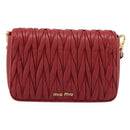 Miu Miu Matelasse Shoulder Bag Leather Red Gold Auth 201956-13