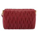 Miu Miu Matelasse Shoulder Bag Leather Red Gold Auth 201956-2