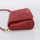 Miu Miu Matelasse Shoulder Bag Leather Red Gold Auth 201956-3