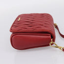 Miu Miu Matelasse Shoulder Bag Leather Red Gold Auth 201956-4