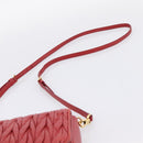 Miu Miu Matelasse Shoulder Bag Leather Red Gold Auth 201956-8