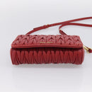 Miu Miu Matelasse Shoulder Bag Leather Red Gold Auth 201956-5