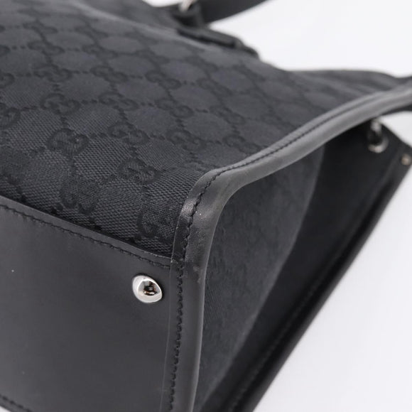 GUCCI GG Canvas Shoulder Bag Black Silver Auth 201960