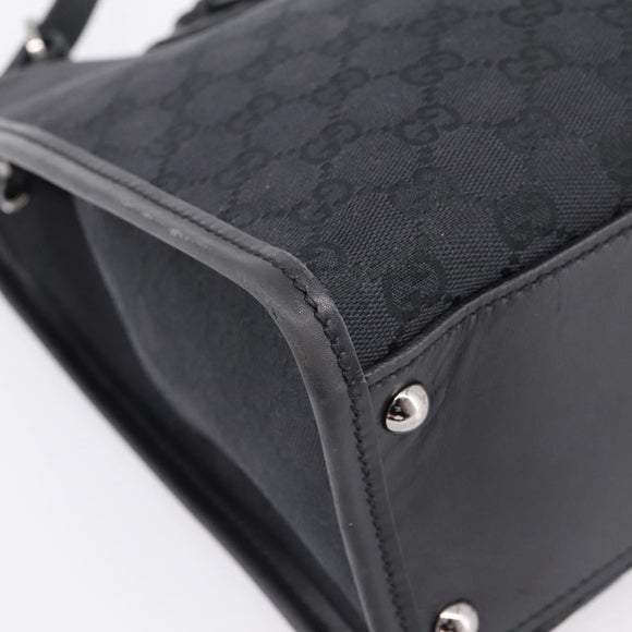 GUCCI GG Canvas Shoulder Bag Black Silver Auth 201960