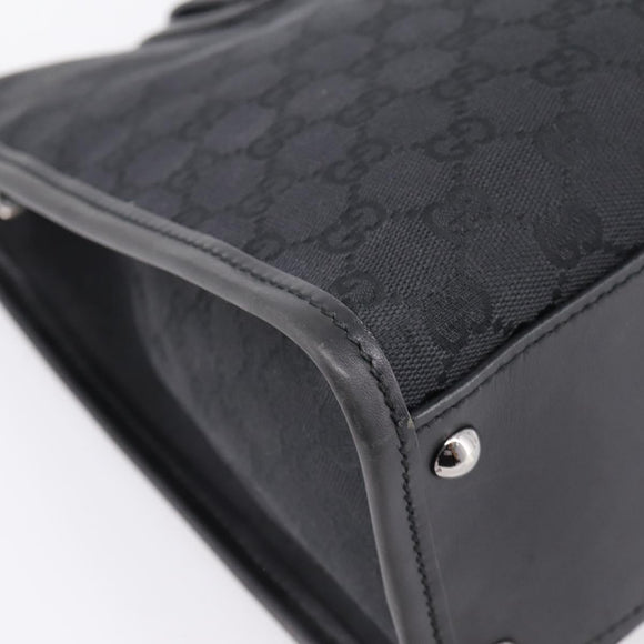 GUCCI GG Canvas Shoulder Bag Black Silver Auth 201960
