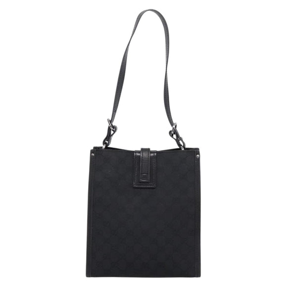 GUCCI GG Canvas Shoulder Bag Black Silver Auth 201960