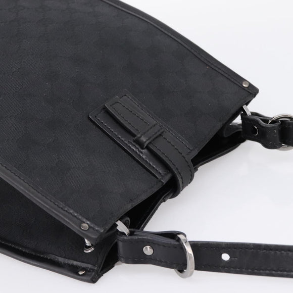 GUCCI GG Canvas Shoulder Bag Black Silver Auth 201960