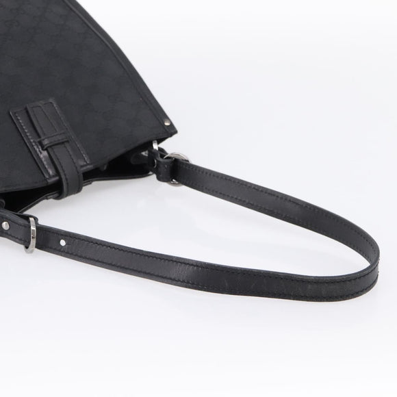 GUCCI GG Canvas Shoulder Bag Black Silver Auth 201960