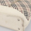 BURBERRY Nova Check Tote Bag Canvas Ivory Silver Auth 201961-11