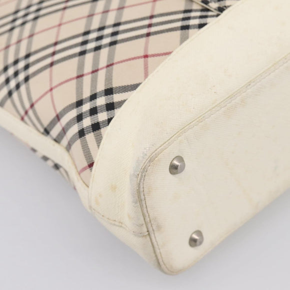 BURBERRY Nova Check Tote Bag Canvas Ivory Silver Auth 201961
