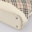 BURBERRY Nova Check Tote Bag Canvas Ivory Silver Auth 201961-13