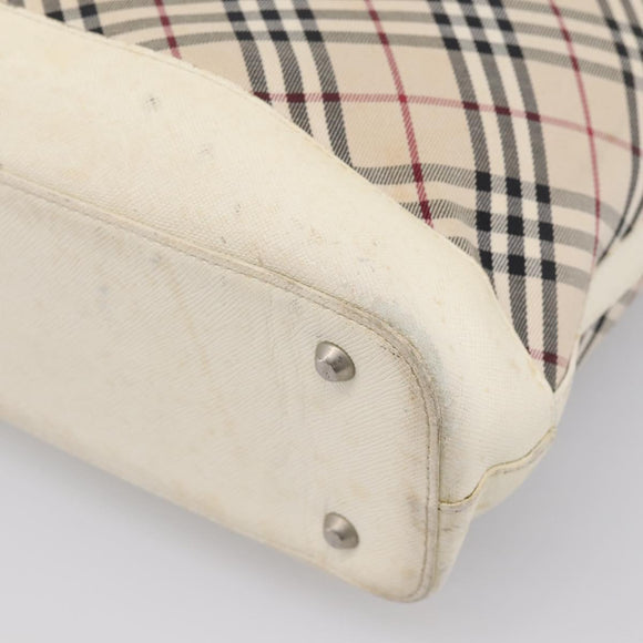BURBERRY Nova Check Tote Bag Canvas Ivory Silver Auth 201961