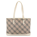 BURBERRY Nova Check Tote Bag Canvas Ivory Silver Auth 201961-3