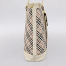 BURBERRY Nova Check Tote Bag Canvas Ivory Silver Auth 201961-4