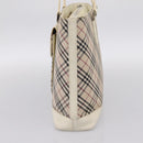 BURBERRY Nova Check Tote Bag Canvas Ivory Silver Auth 201961-5