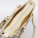 BURBERRY Nova Check Tote Bag Canvas Ivory Silver Auth 201961-6