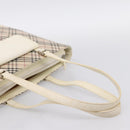 BURBERRY Nova Check Tote Bag Canvas Ivory Silver Auth 201961-7