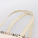 BURBERRY Nova Check Tote Bag Canvas Ivory Silver Auth 201961-9
