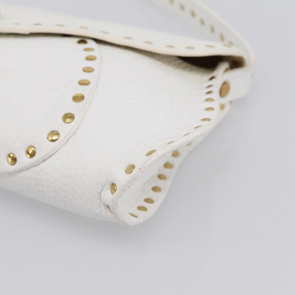 CELINE Shoulder Bag Leather Gold White Auth 201963