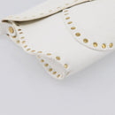 CELINE Shoulder Bag Leather Gold White Auth 201963-14