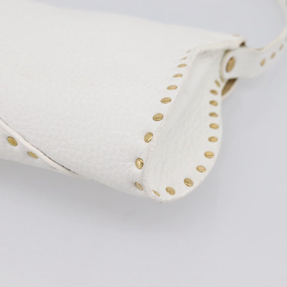 CELINE Shoulder Bag Leather Gold White Auth 201963