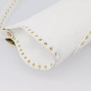 CELINE Shoulder Bag Leather Gold White Auth 201963-16
