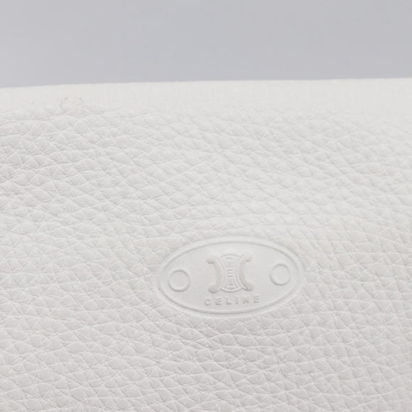 CELINE Shoulder Bag Leather Gold White Auth 201963