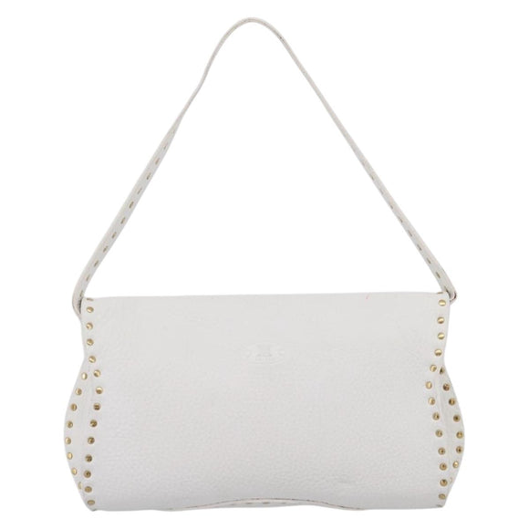 CELINE Shoulder Bag Leather Gold White Auth 201963