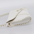 CELINE Shoulder Bag Leather Gold White Auth 201963-3
