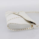 CELINE Shoulder Bag Leather Gold White Auth 201963-4