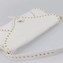 CELINE Shoulder Bag Leather Gold White Auth 201963-6