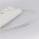 CELINE Shoulder Bag Leather Gold White Auth 201963-7