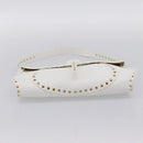 CELINE Shoulder Bag Leather Gold White Auth 201963-5