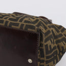 FENDI Zucca Canvas Hand Bag Black Brown Auth 201964-9
