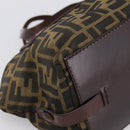 FENDI Zucca Canvas Hand Bag Black Brown Auth 201964-14