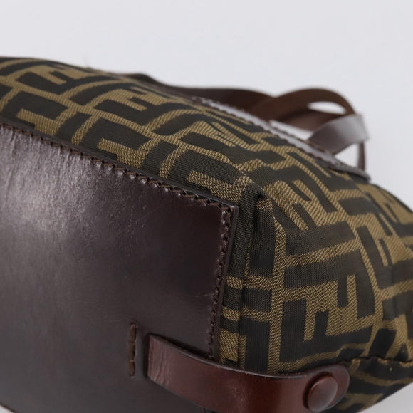 FENDI Zucca Canvas Hand Bag Black Brown Auth 201964