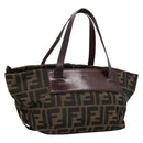 FENDI Zucca Canvas Hand Bag Black Brown Auth 201964-1