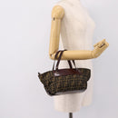 FENDI Zucca Canvas Hand Bag Black Brown Auth 201964-20