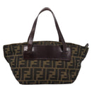 FENDI Zucca Canvas Hand Bag Black Brown Auth 201964-2