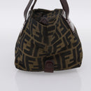 FENDI Zucca Canvas Hand Bag Black Brown Auth 201964-3