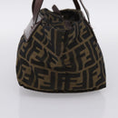 FENDI Zucca Canvas Hand Bag Black Brown Auth 201964-4