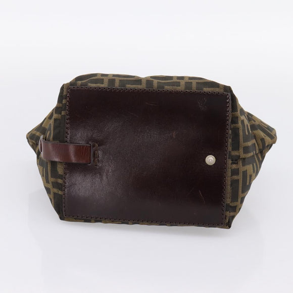 FENDI Zucca Canvas Hand Bag Black Brown Auth 201964