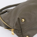 Miu Miu Hand Bag Leather 2way Khaki Gold Auth 201966A-16