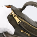 Miu Miu Hand Bag Leather 2way Khaki Gold Auth 201966A-10