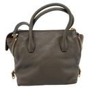 Miu Miu Hand Bag Leather 2way Khaki Gold Auth 201966A-2