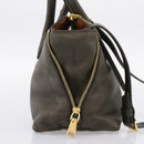 Miu Miu Hand Bag Leather 2way Khaki Gold Auth 201966A-3