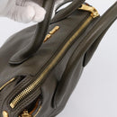 Miu Miu Hand Bag Leather 2way Khaki Gold Auth 201966A-6
